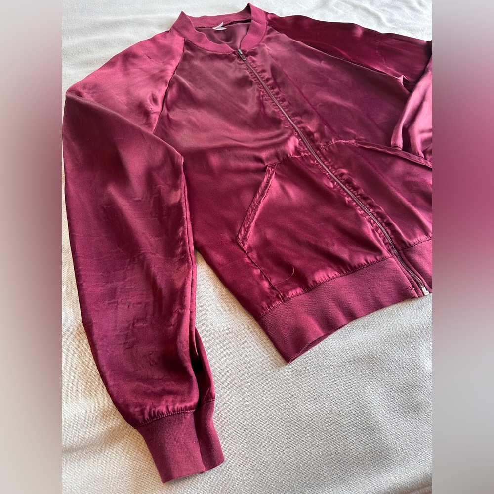 vintage Y2K AMERICAN APPAREL iconic Satin Bomber Jacket | Burgundy S